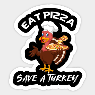 Turkey Eat Pizza Funny Thanksgiving Sticker